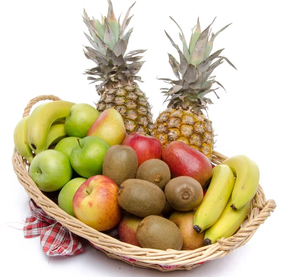 Fresh fruits in a basket — Stock Photo, Image