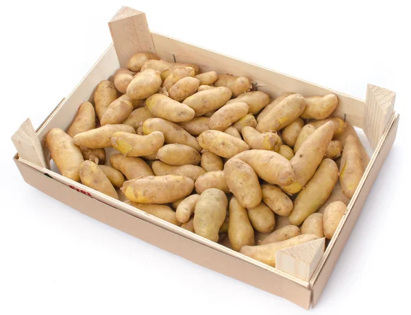 Nuove patate rattes in una cassa di legno — Foto Stock