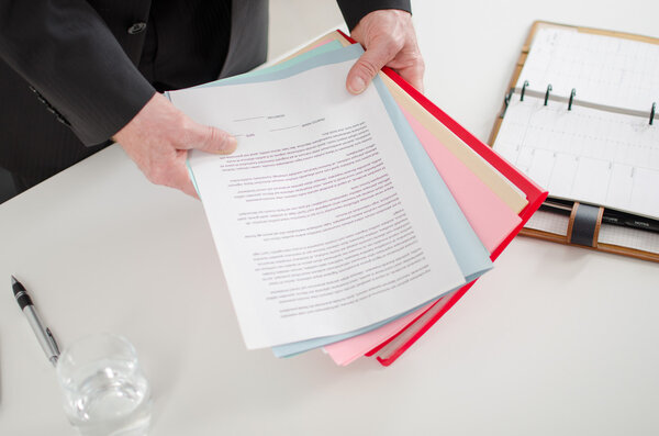 Businessman holding documents