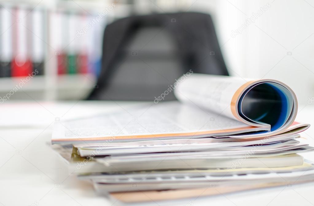 Magazines on a desk