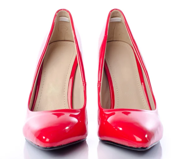 Червоне взуття з високими підборами — стокове фото