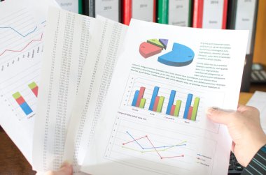Kadın muhasebeci mali belgelerin incelenmesi