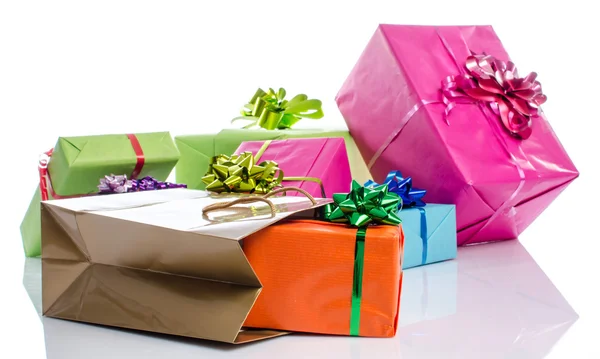 Gift boxes and gift bag — Stock Photo, Image