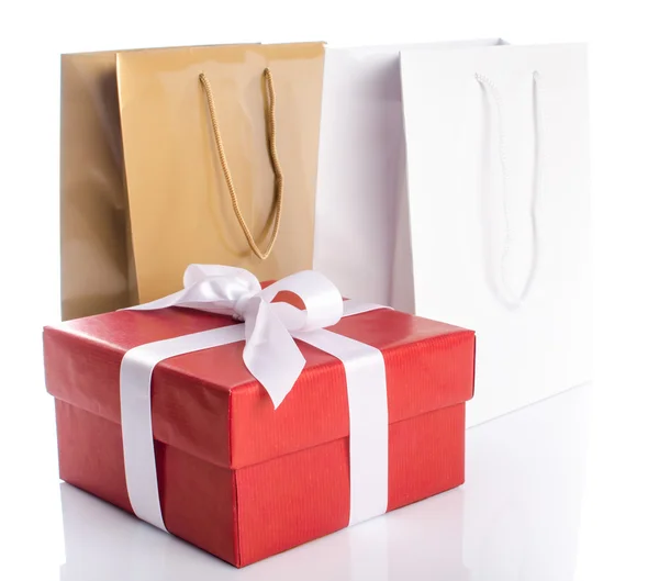 Gift box and gift bags — Stock Photo, Image