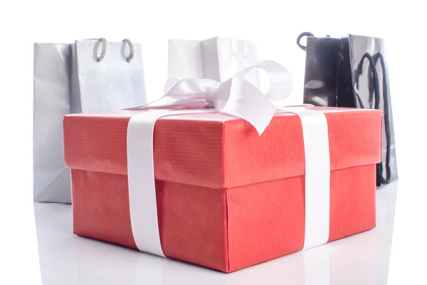 Gift box and gift bags — Stock Photo, Image