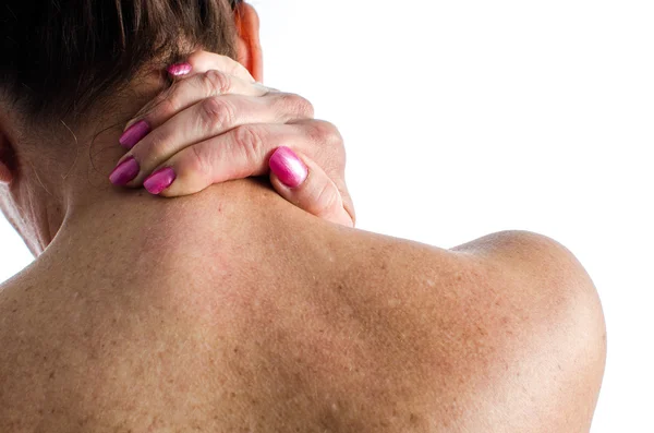 Mujer con dolor de cuello —  Fotos de Stock