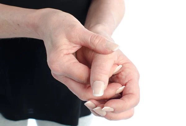 Femeia cu degetul mare dureros — Fotografie, imagine de stoc