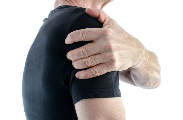 Homem com ombro doloroso — Fotografia de Stock