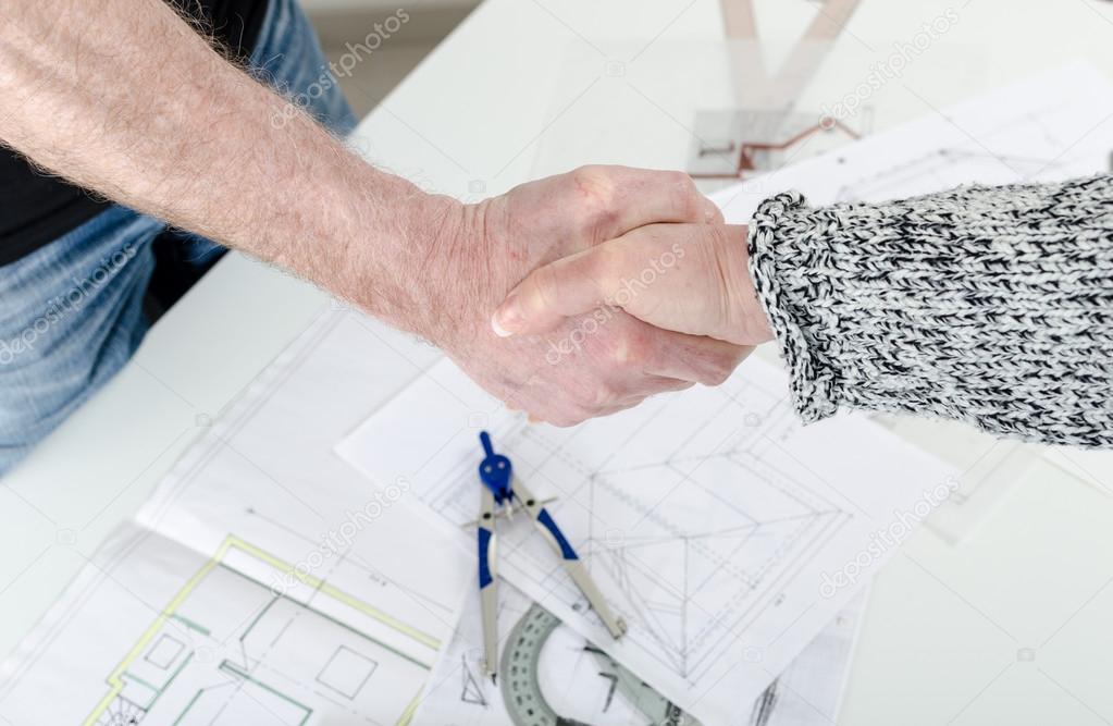 Handshaking between architect and his client