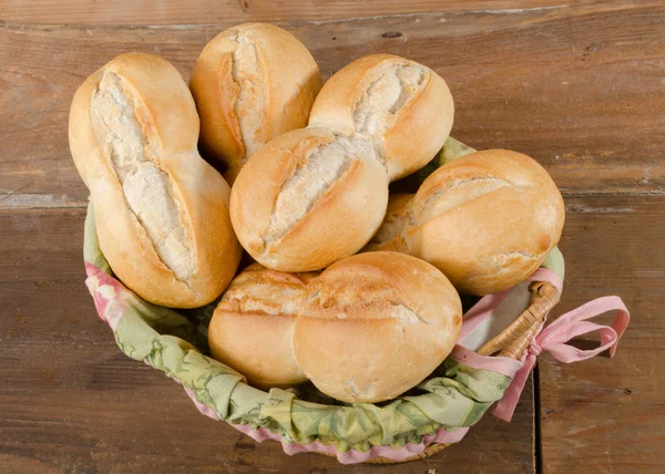 Small breads in a basket — Stock Photo, Image