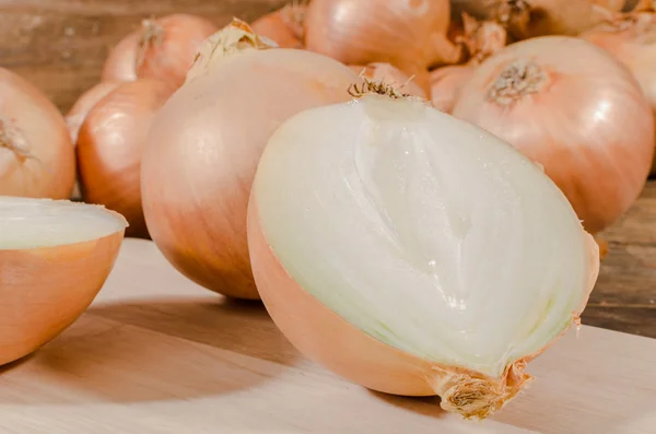 Fresh half and whole onions