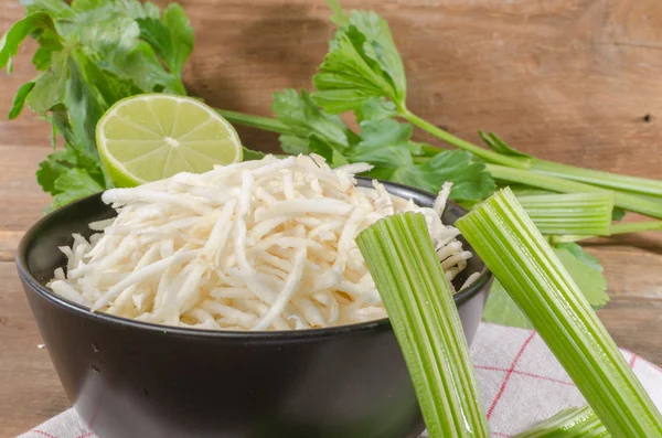 Bowl of grated celery — Stock Photo, Image