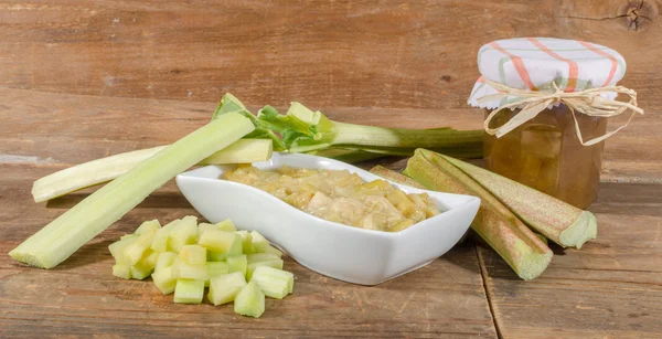 Different preparations of rhubarb — Stock Photo, Image