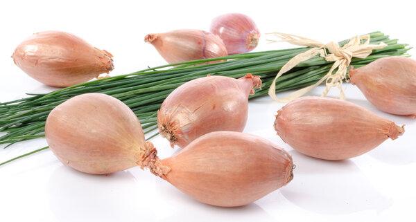Fresh shallots with chive