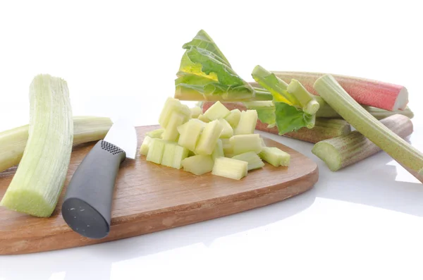 Fresh chopped rhubarb — Stock Photo, Image