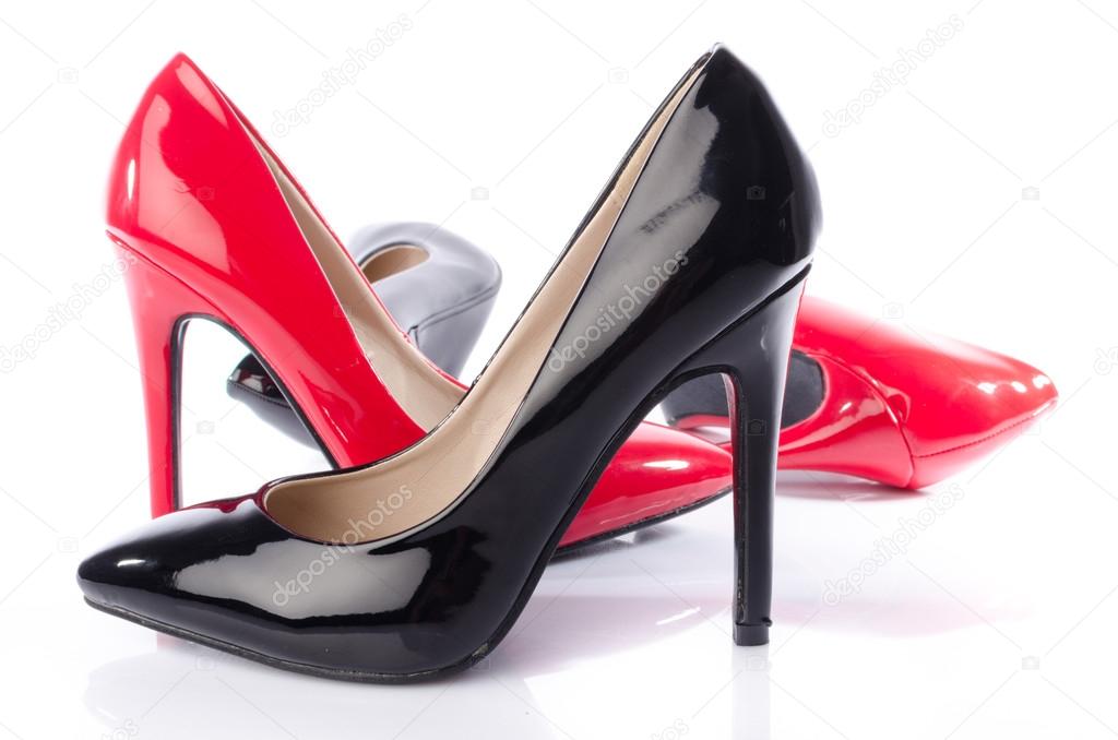 Black and red high heel shoe