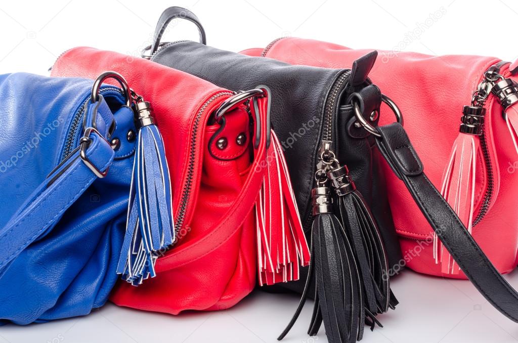 Different colored handbags