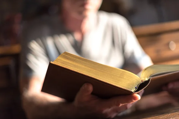 Man die leest de Bijbel — Stockfoto