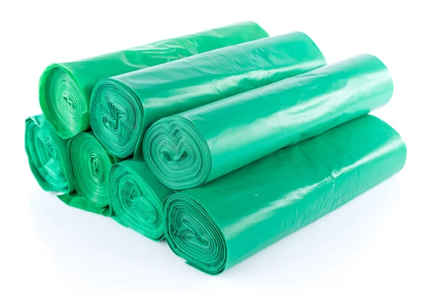 Montón de bolsas de basura verde — Foto de Stock