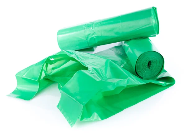 Green garbage bags — Stock Photo, Image