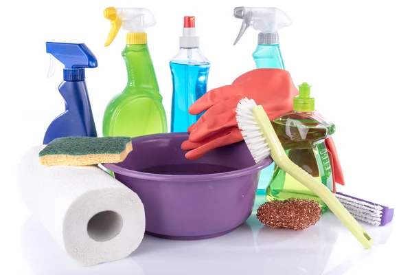Sammansättningen av rengöringsprodukter och rengöringsutrustning — Stockfoto
