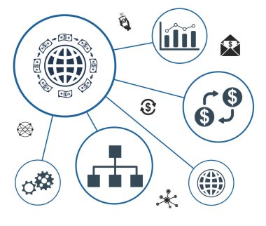 Bağlı simgelerle para transferi kavramı