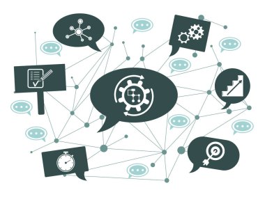 Konuşma baloncuklarındaki simgelerle iş akışı kavramı