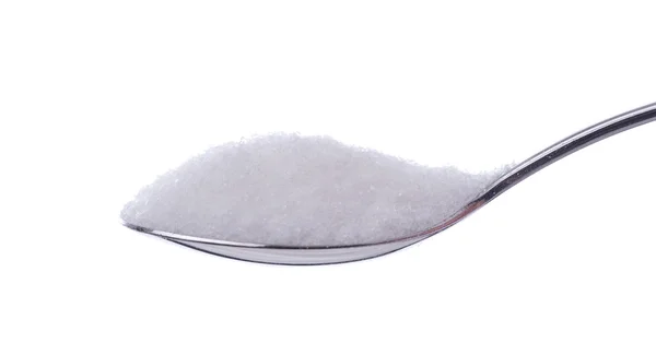 Löffel Kristall-weißer Zucker — Stockfoto