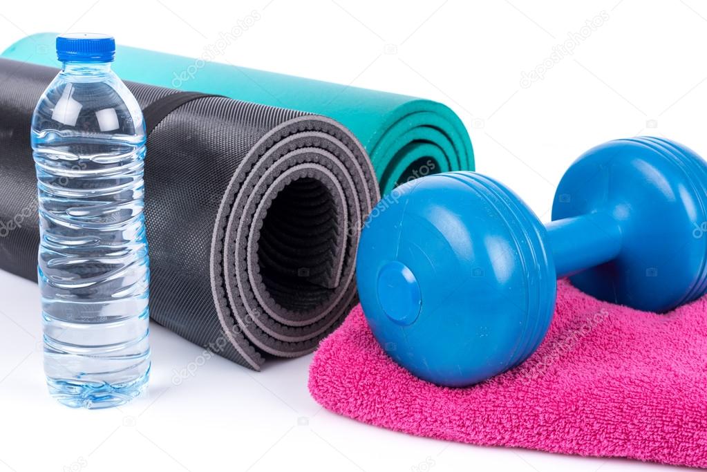 Fitness equipment and a water bottle