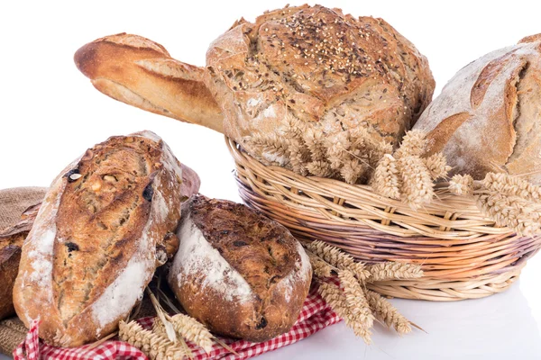 Fresh cereal breads and baguette — Stock Photo, Image