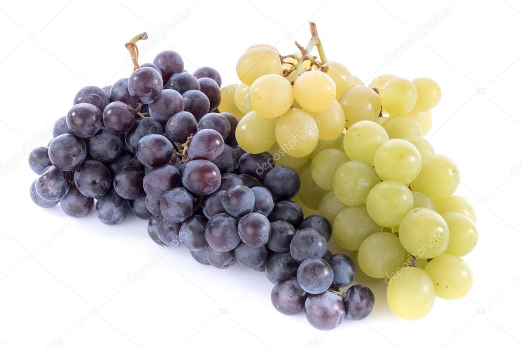 Bunch of black and white grapes