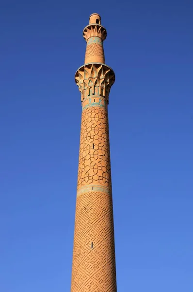 サルバン ミナレットはセルジューク朝時代の12世紀に建設された ミナレットのレンガの装飾が目を引く イラン イスファハン — ストック写真