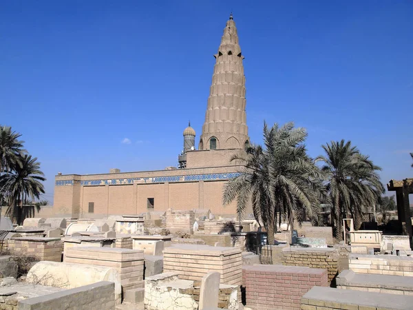 stock image Sheikh Omar Suhreverdi Complex was built in 1234. The minaret of the complex is decorated with tiles. Baghdad, Iraq.