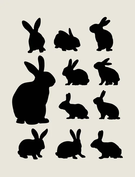Rabbit Set Silhouettes — Stock Vector