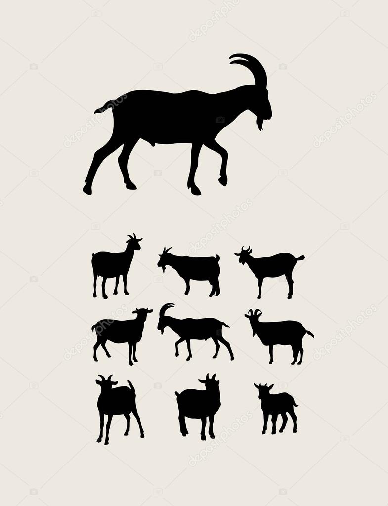 Goat  Set Silhouettes, art vector design