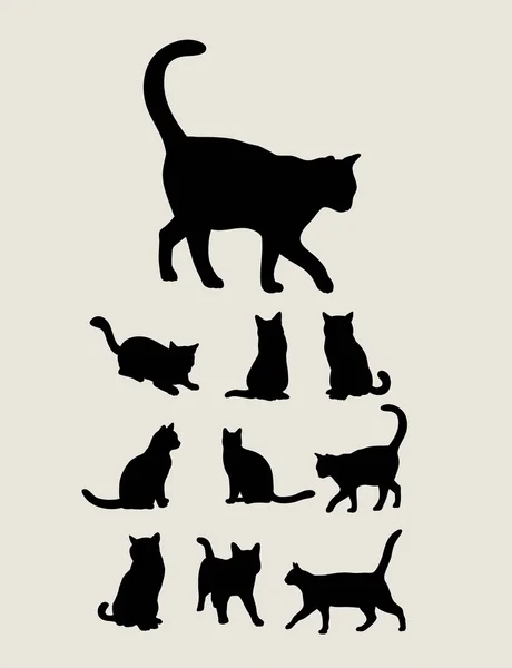 Silueta de conjunto de gato — Archivo Imágenes Vectoriales