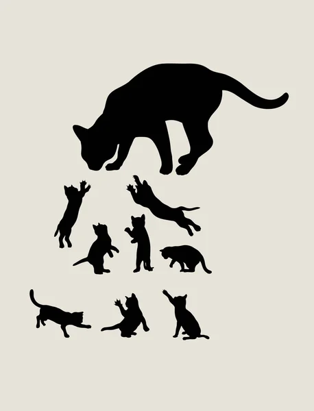 Silueta de conjunto de gato — Vector de stock