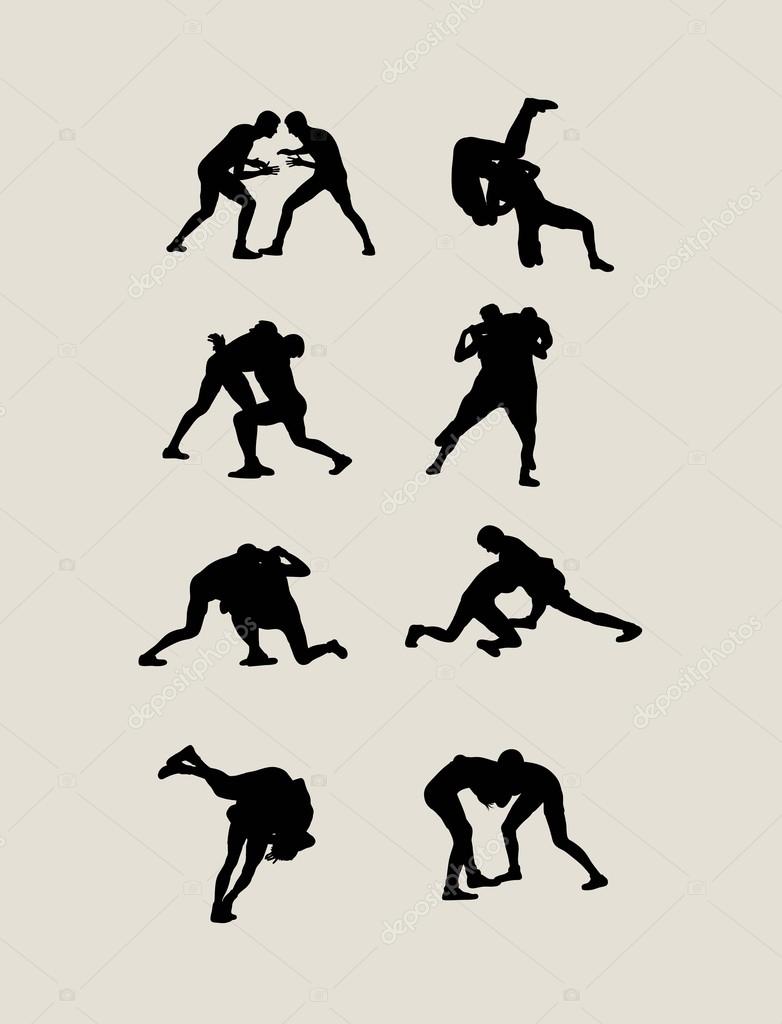Wrestling Set Silhouettes Stock Vector Image by ©sumbajimartinus #101440266