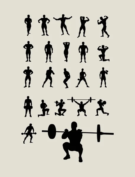 Silhouettes de musculation et de levage — Image vectorielle