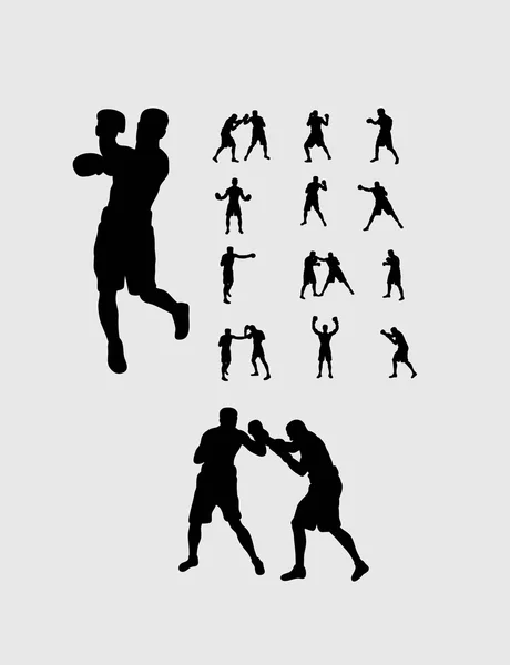 Ensemble de boxe Silhouettes — Image vectorielle