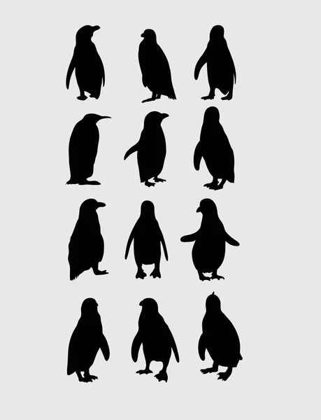 Conjunto de Pingüinos Siluetas — Archivo Imágenes Vectoriales