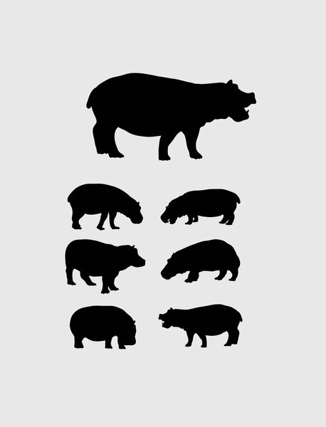 Hippopotamus Set  Silhouettes, art vector design