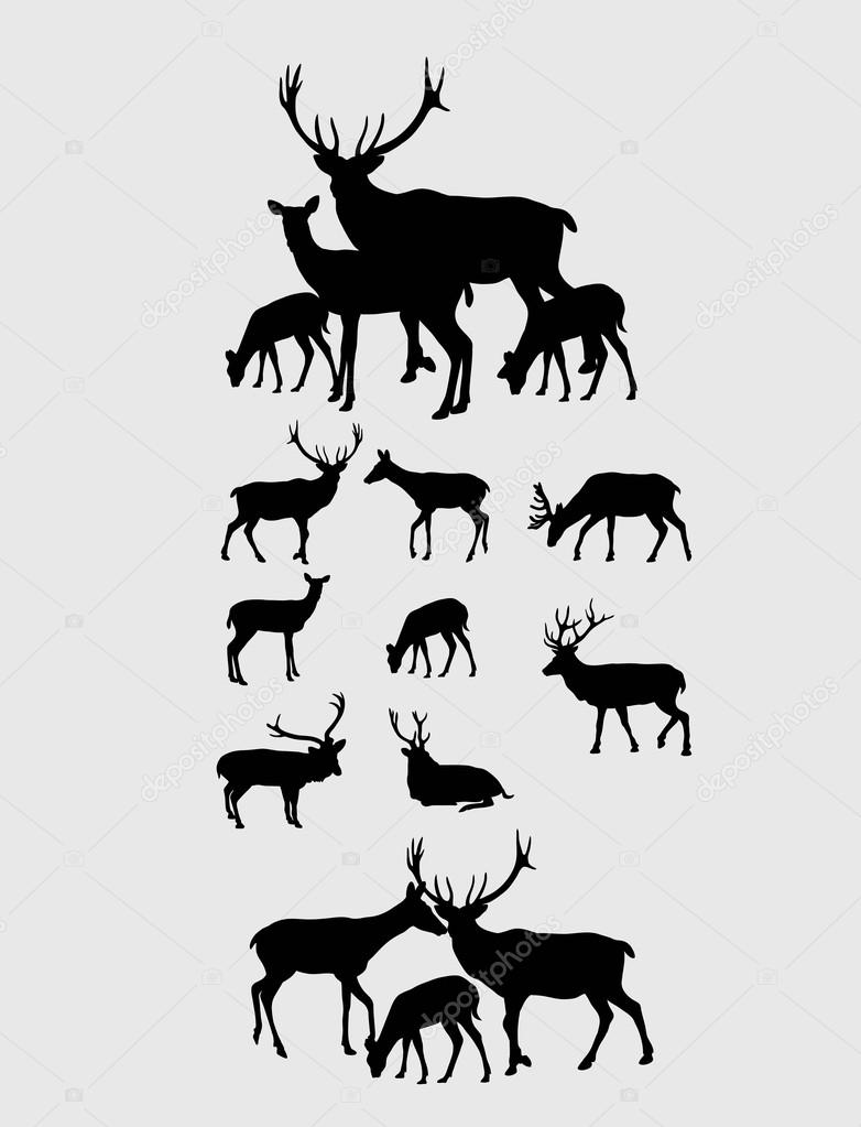 Deer Set Silhouettes