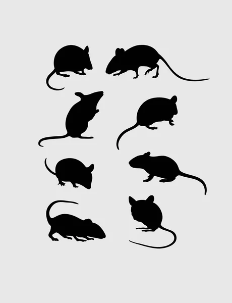 Mouse Silhouettes Set — Stock Vector