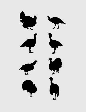 Silhouettes of Turkeys clipart