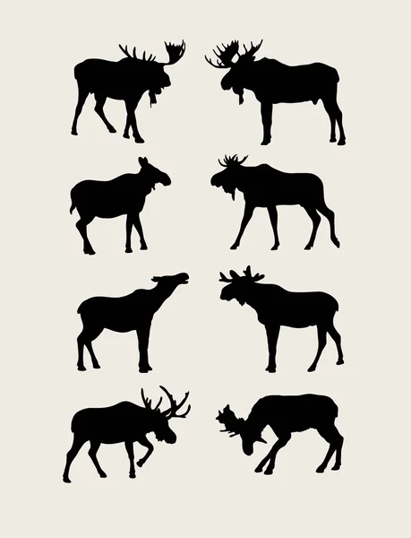Bull Moose Silhouettes — Stock Vector