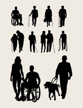Engelli ve yaşlı Silhouettes