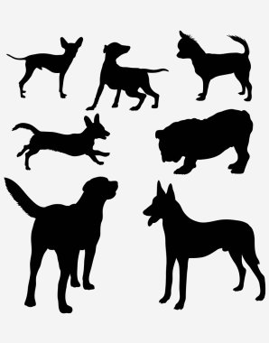 Köpek evde beslenen hayvan Silhouettes