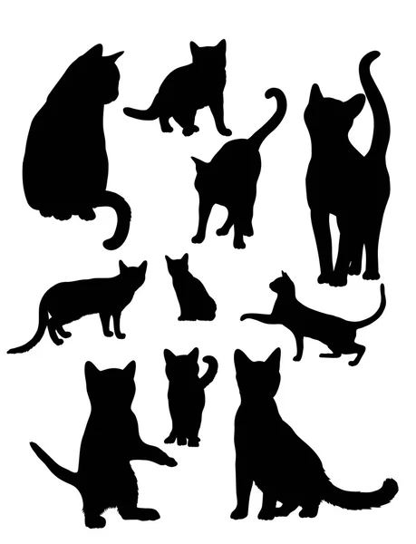 Chats Silhouettes animales — Image vectorielle