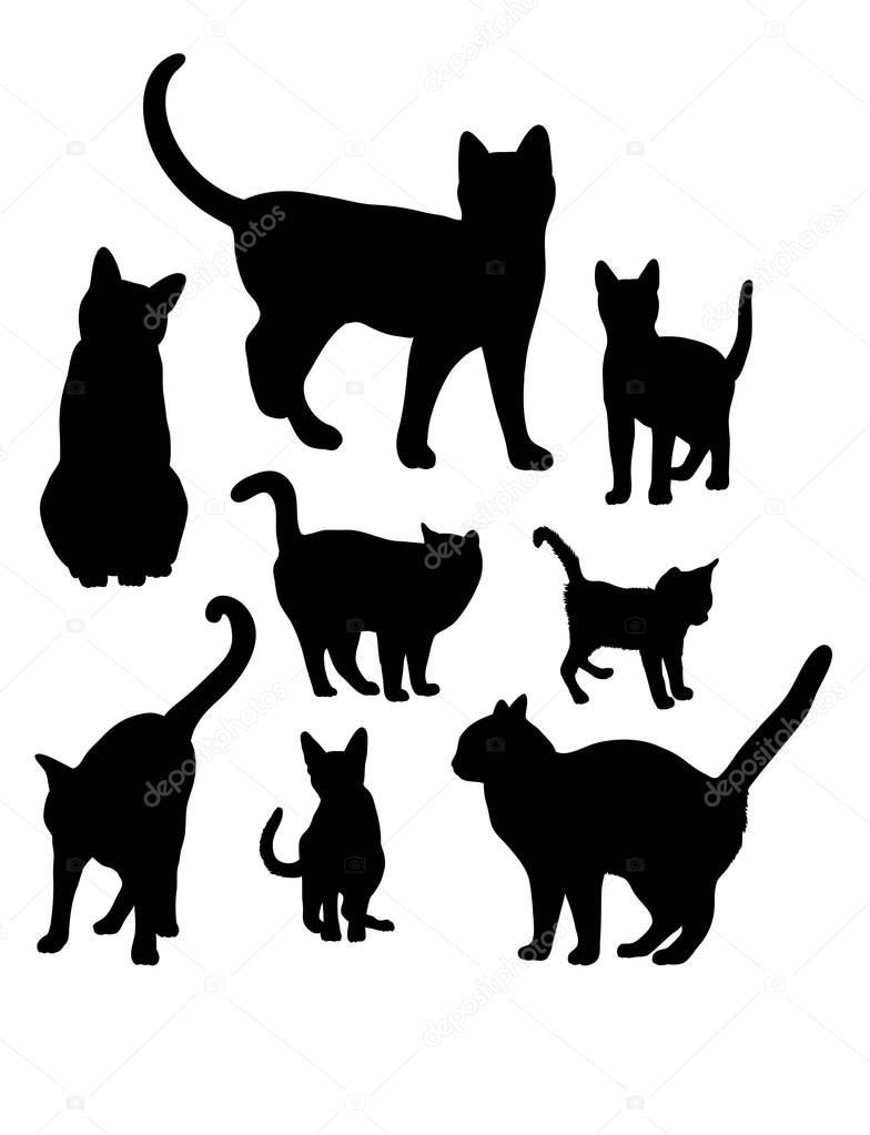Cats Animal, art vector silhouettes